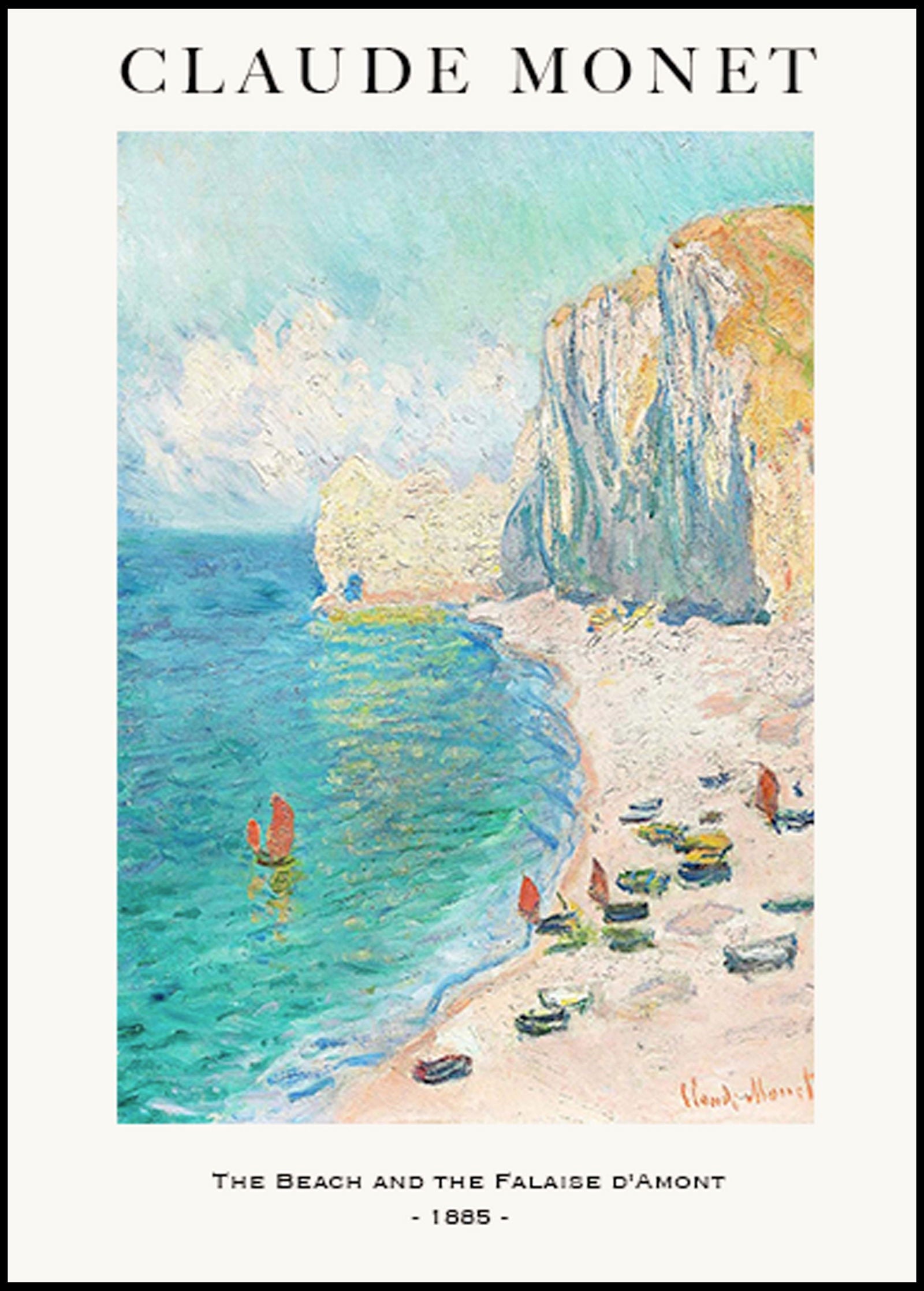 Claude Monet - The Beach and the Falaise d'Amont Poster - Hakyarts