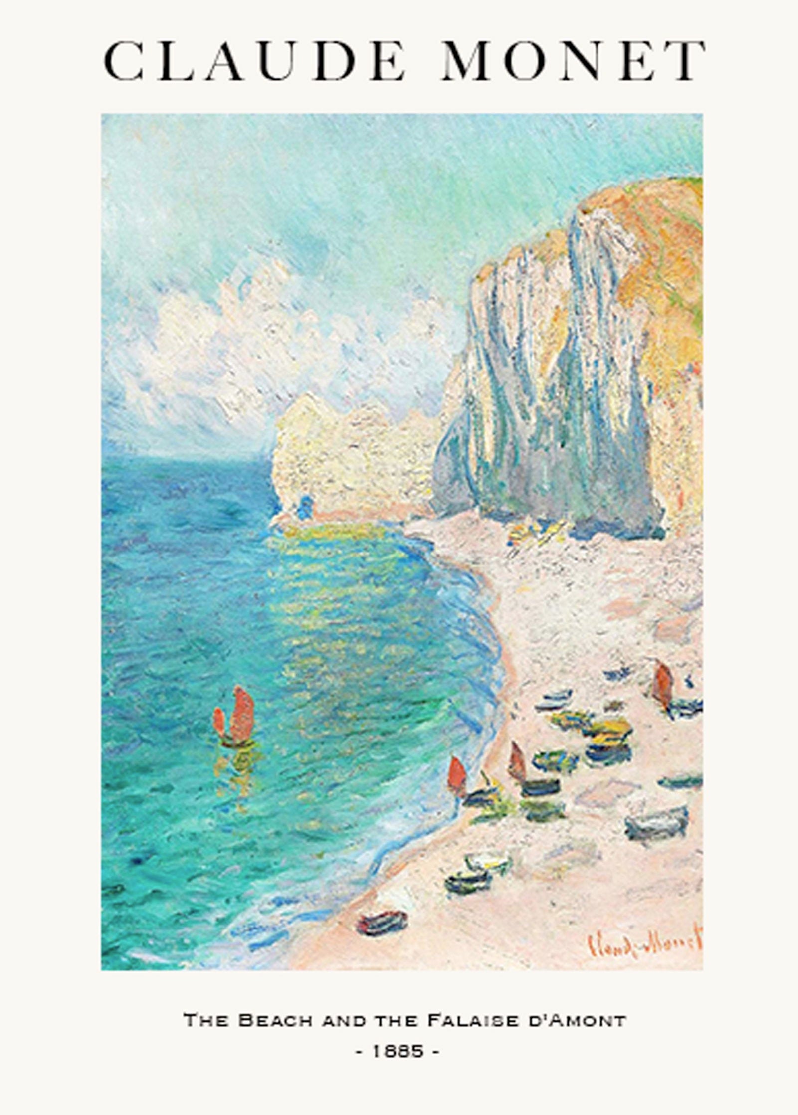 Claude Monet - The Beach and the Falaise d'Amont Poster - Hakyarts