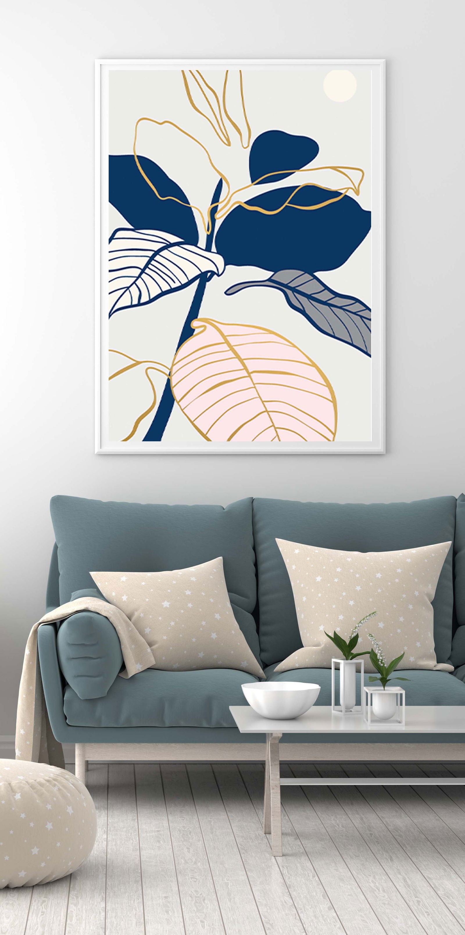 Contemporary Abstract Leaves Poster - Hakyarts