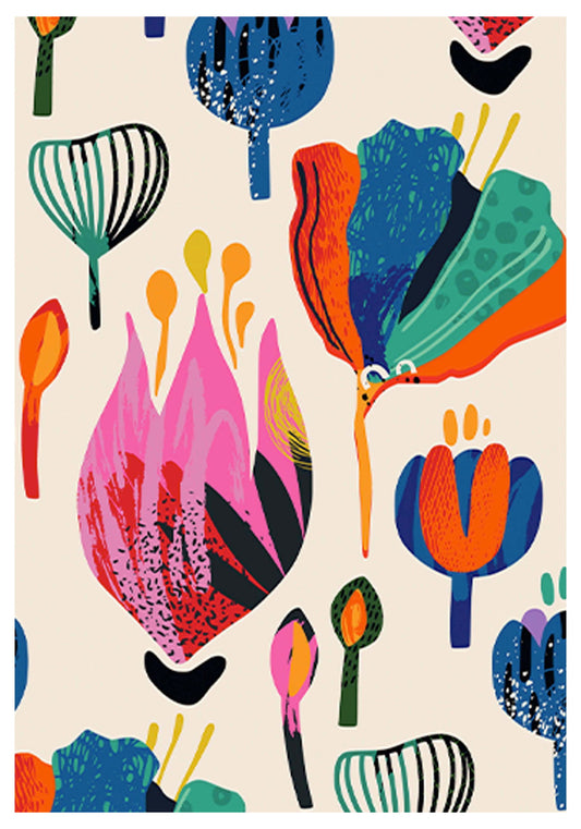 Contemporary Mural Flowers Poster - Hakyarts