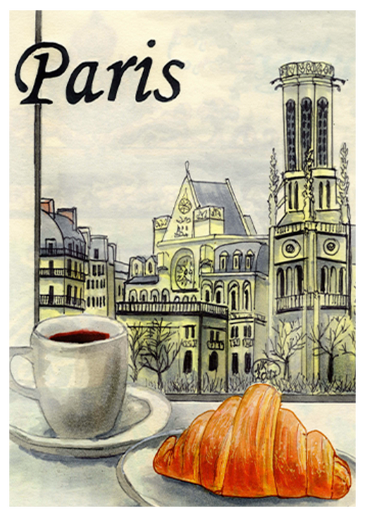 Croissant in Paris Poster - Hakyarts