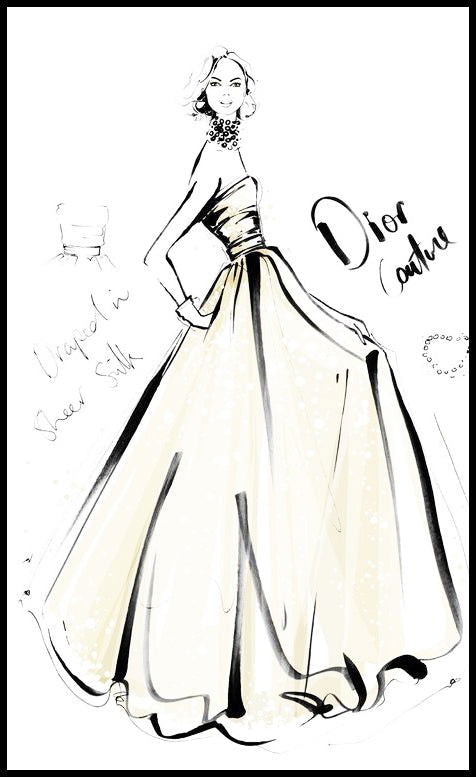 Dior Couture Illustration Poster - Hakyarts