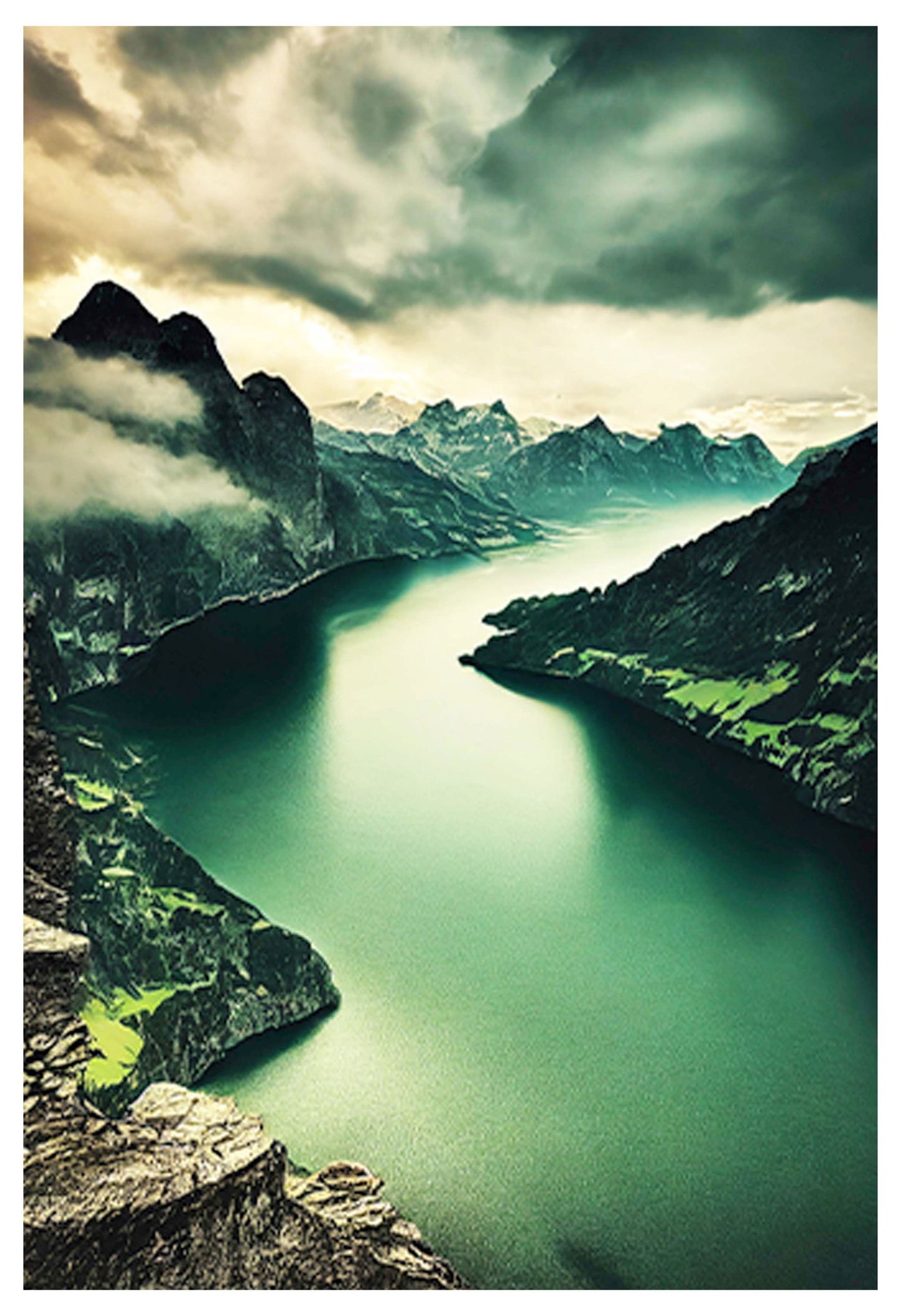 Dramatic Green Landscape Poster - Hakyarts