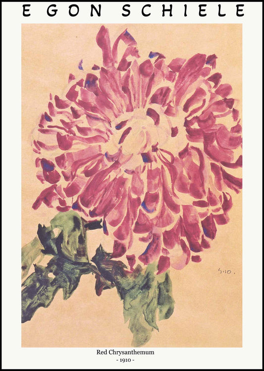 Egon Schiele - Red Chrysanthemum Poster - Hakyarts