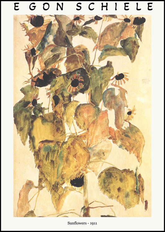 Egon Schiele - Sunflowers Poster - Hakyarts