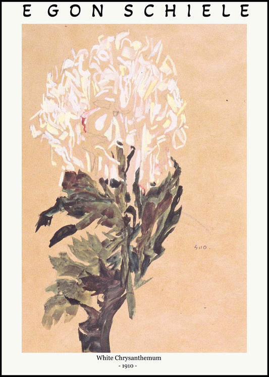 Egon Schiele - White Chrysanthemum Poster - Hakyarts