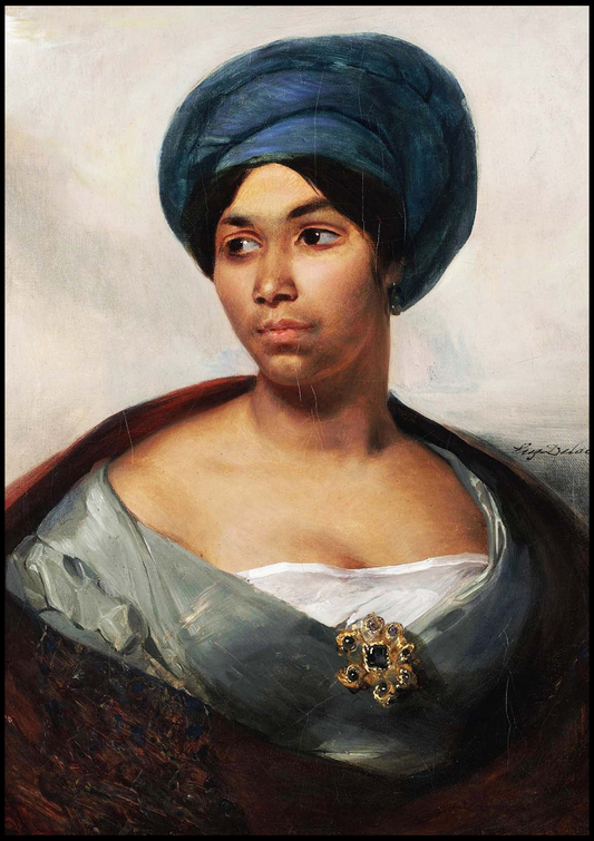 Eugène Delacroix - Portrait of a Woman in a Blue Turban - Hakyarts