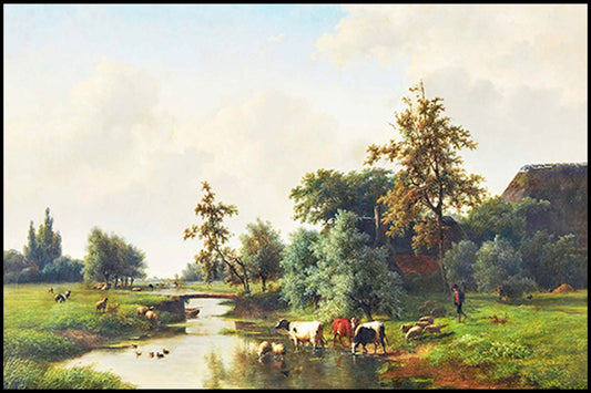 Eugène Joseph Verboeckhoven - Farm Animals by a Stream - Hakyarts