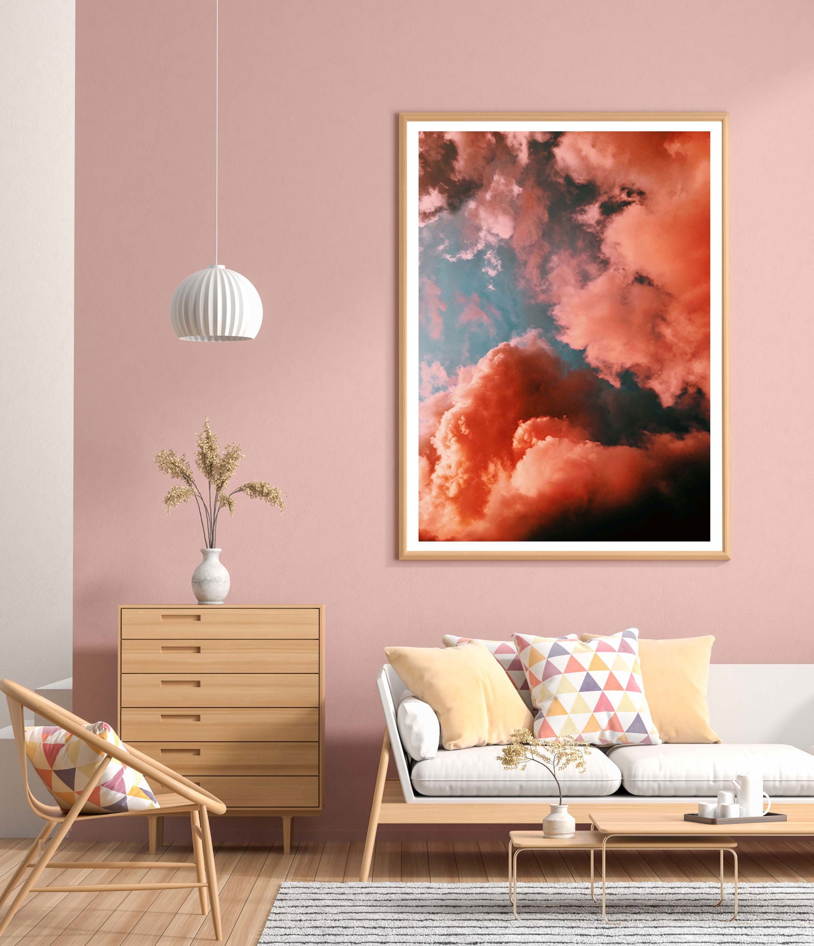 Fluffy Red Clouds Poster - Hakyarts