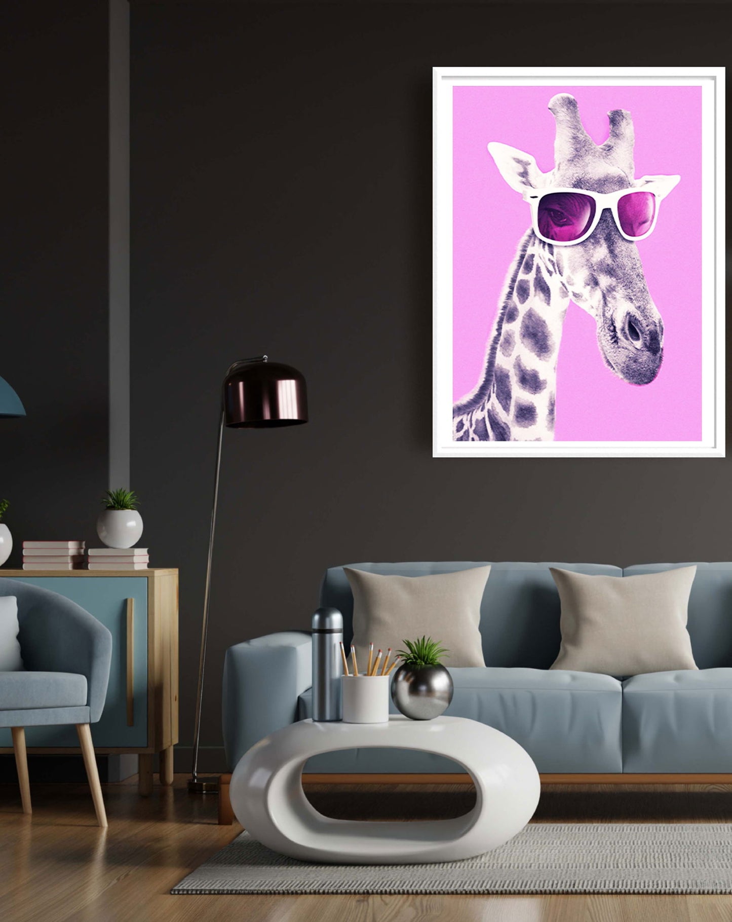 Giraffe Pink Sunglasses Poster - Hakyarts