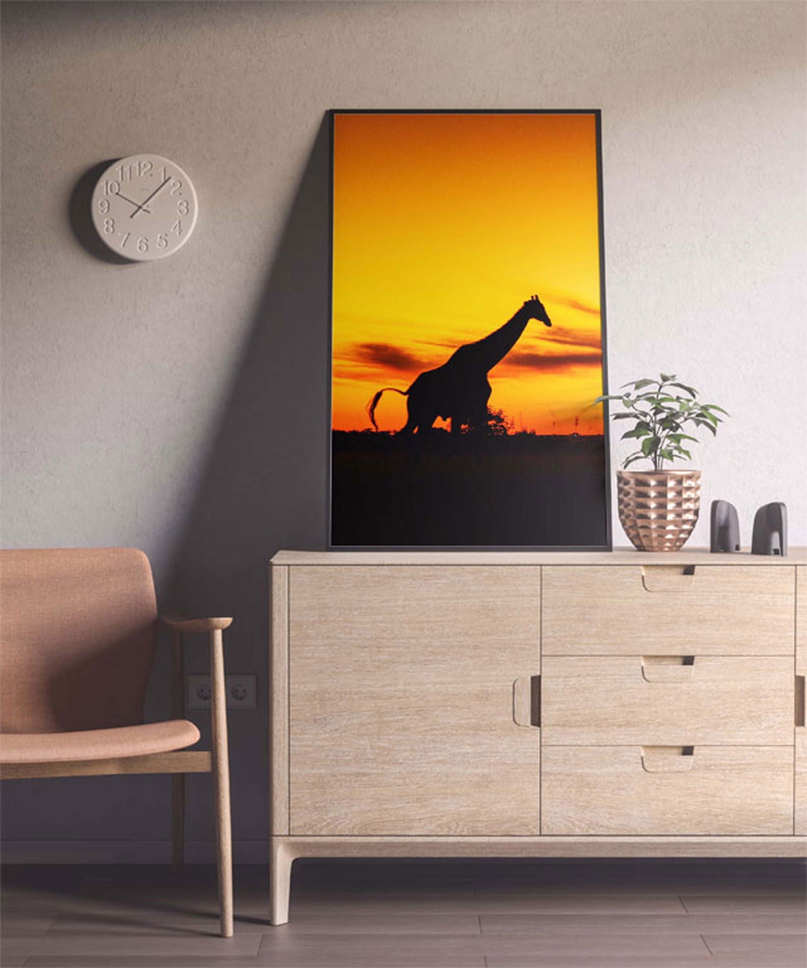 Giraffes and Sunset Poster - Hakyarts