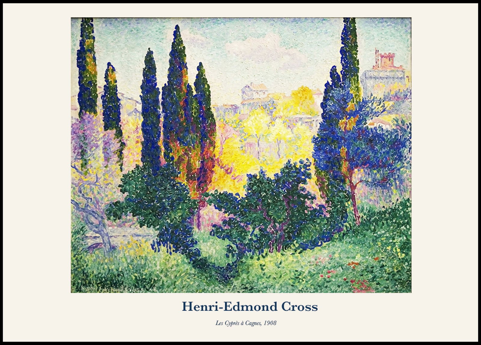 Henri-Edmond Cross  - Les Cyprès à Cagnes Poster - Hakyarts