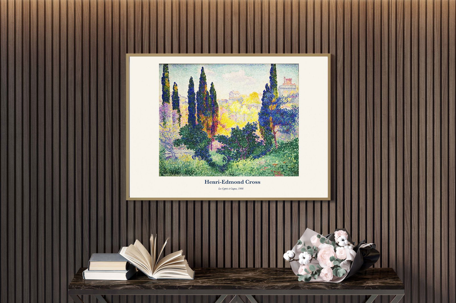 Henri-Edmond Cross  - Les Cyprès à Cagnes Poster - Hakyarts