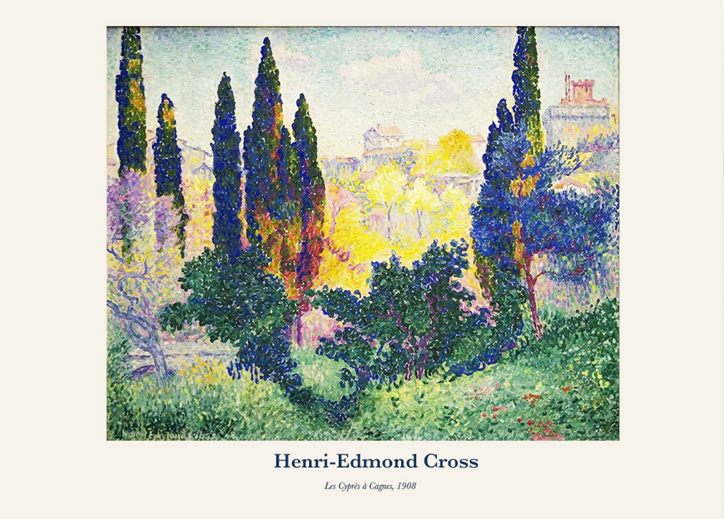 Henri-Edmond Cross  - Les Cyprès à Cagnes Poster - Hakyarts