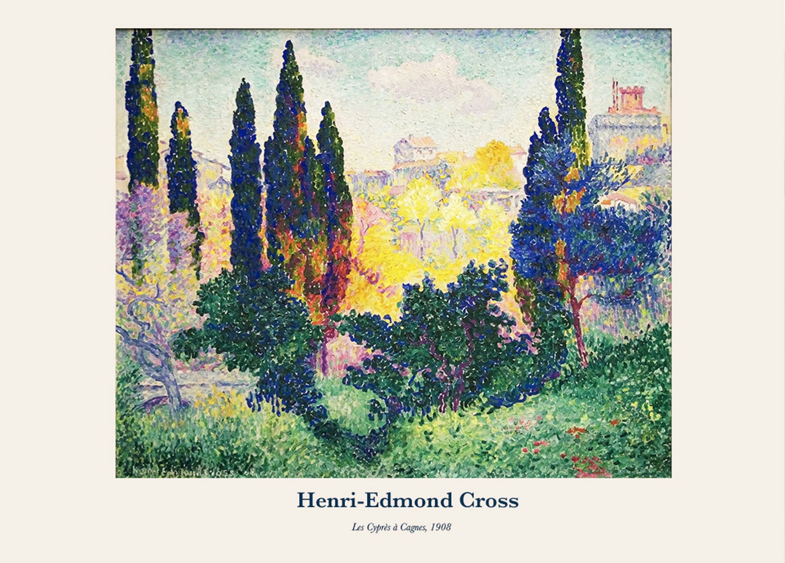 Henri-Edmond Cross  - Les Cyprès à Cagnes Poster - Hakyarts