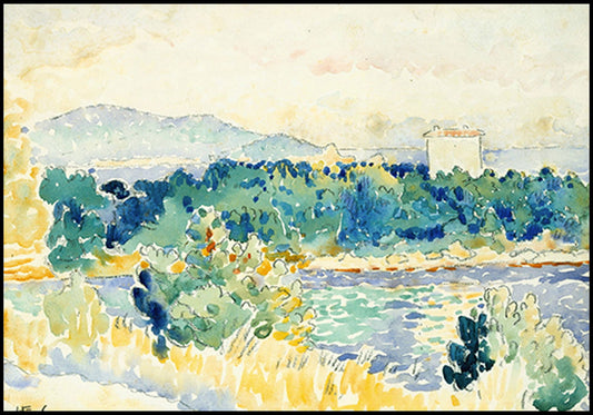 Henri-Edmond Cross - Mediterranean Landscape with a White House - Hakyarts