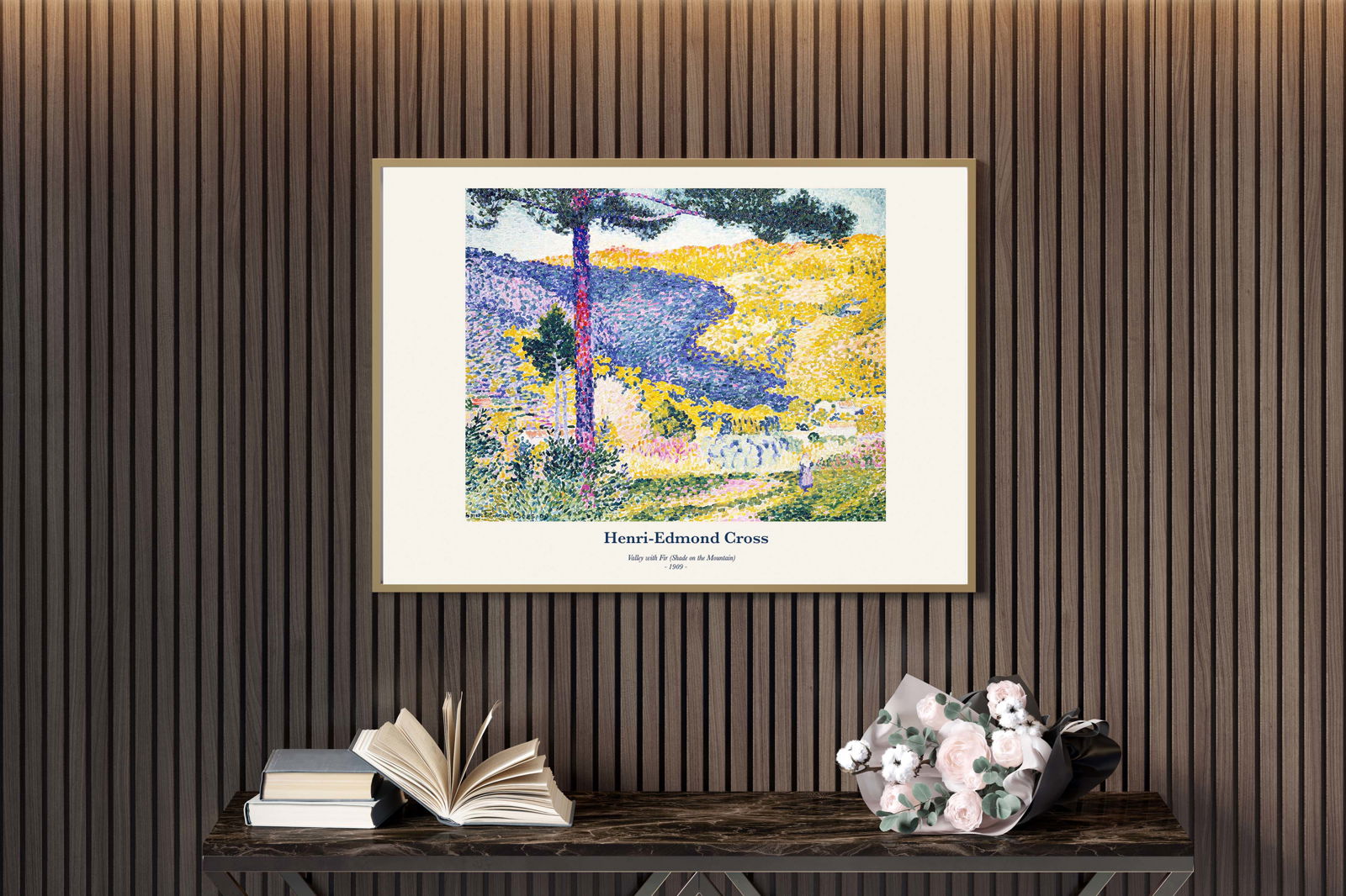 Henri-Edmond Cross - Valley with Fir (Shade on the Mountain) Poster - Hakyarts