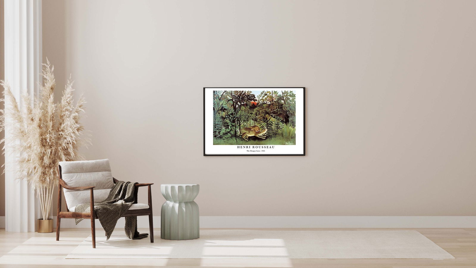 Henri Rousseau - The Hungry of Lion Poster - Hakyarts