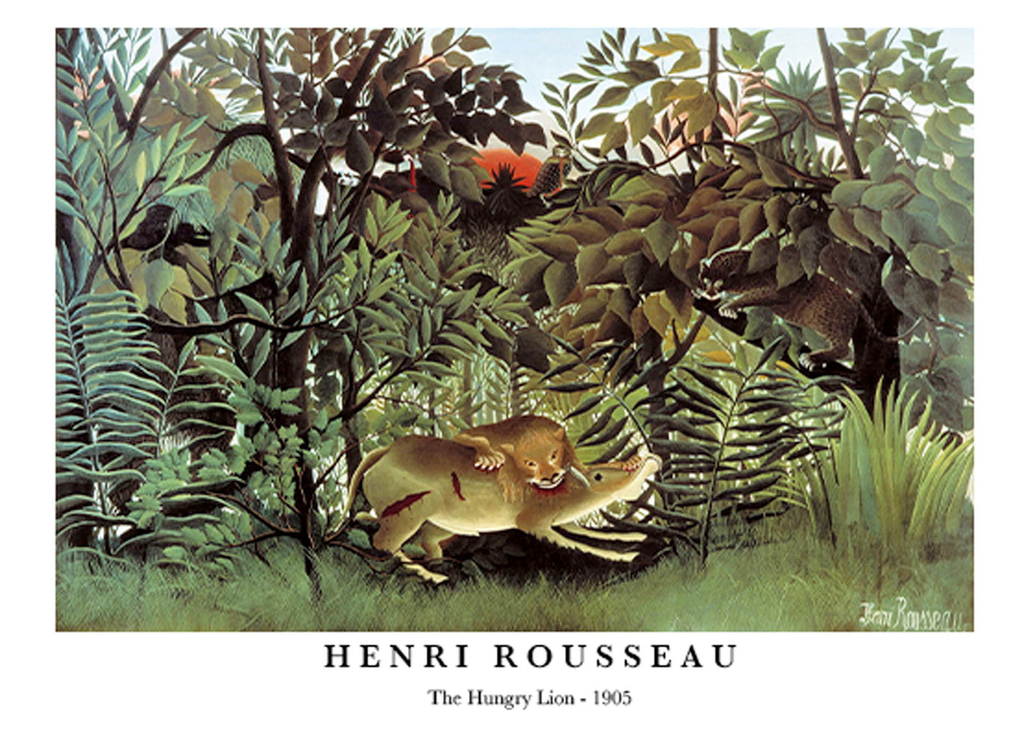 Henri Rousseau - The Hungry of Lion Poster - Hakyarts