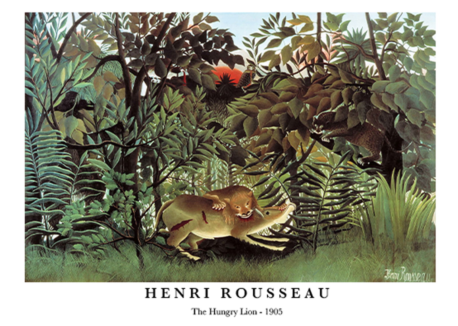 Henri Rousseau - The Hungry of Lion Poster - Hakyarts