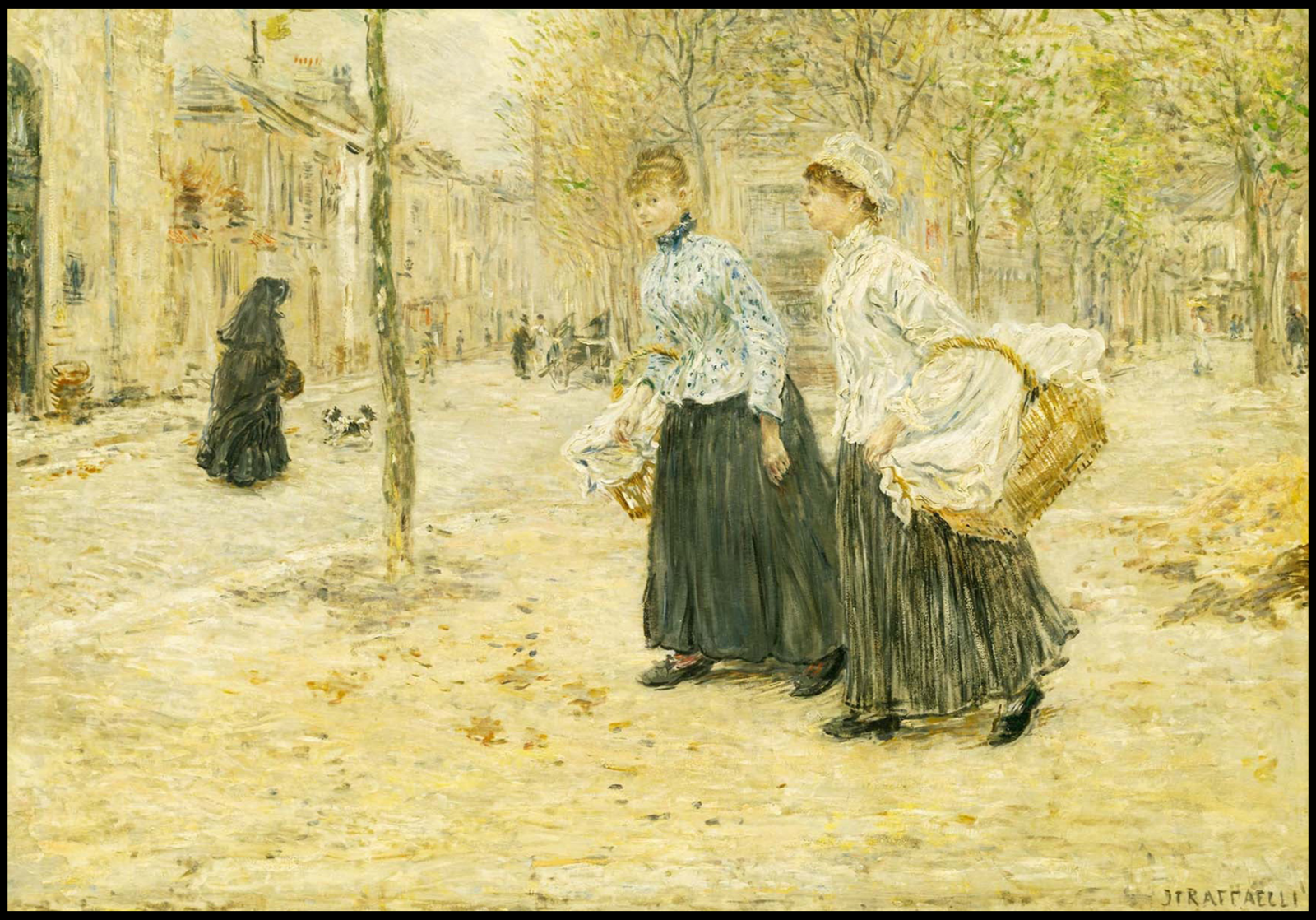 Jean Francois Raffaelli - Two Washerwomen Crossing a Small Park in Paris - Hakyarts