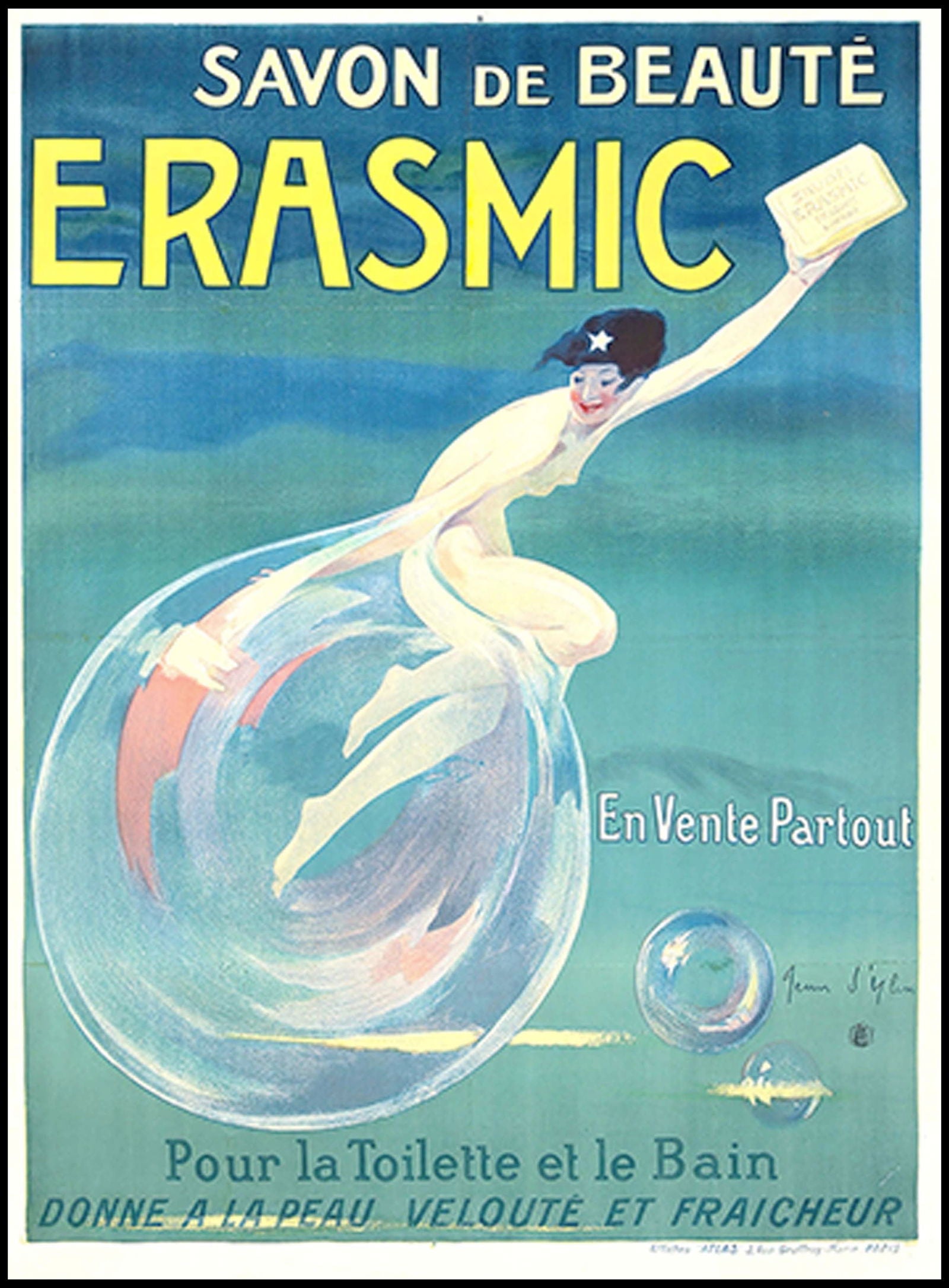 Jean d'Ylen - Erasmic Savon De Beauté Vintage Poster - Hakyarts