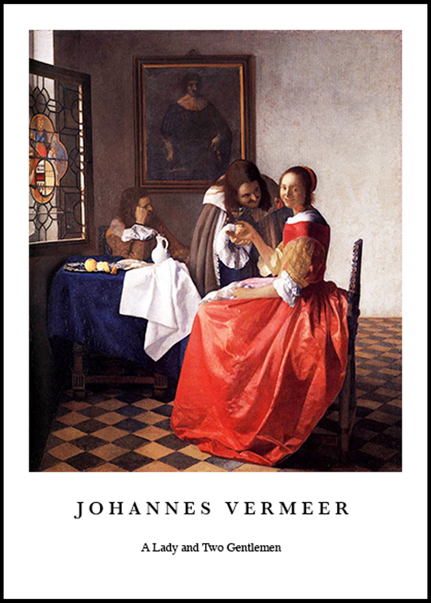 Johannes Vermeer - A Lady and Two Gentleman Poster - Hakyarts