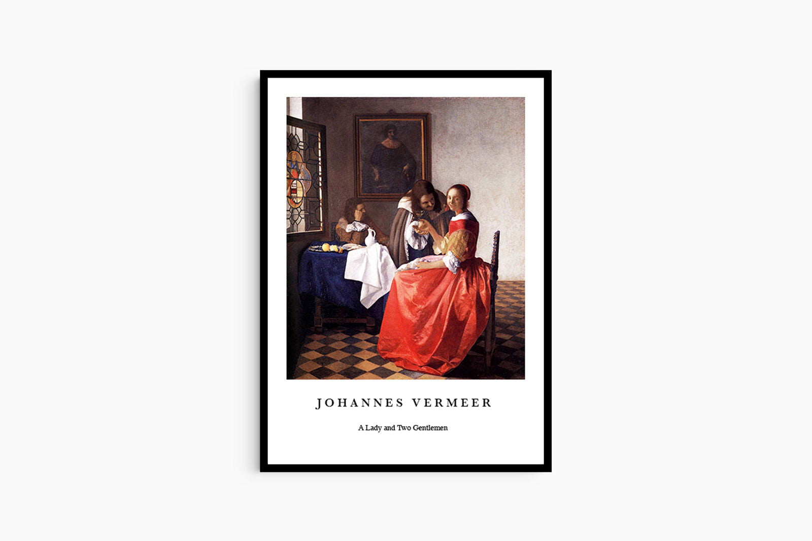 Johannes Vermeer - A Lady and Two Gentleman Poster - Hakyarts