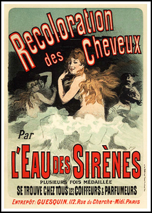 Jules Chéret - L'Eau des Sirenes Poster - Hakyarts