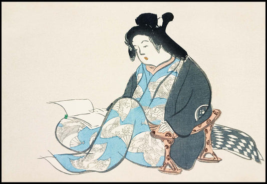 Kamisaka Sekka  - Reading lady from Momoyogusa - Hakyarts