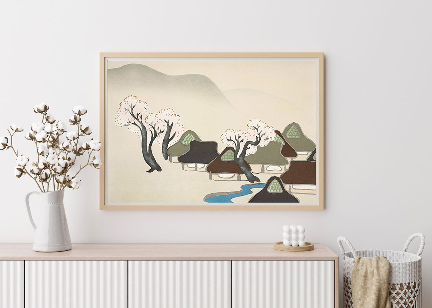 Kamisaka Sekka  - Village with cherry blossoms from Momoyogusa - Hakyarts