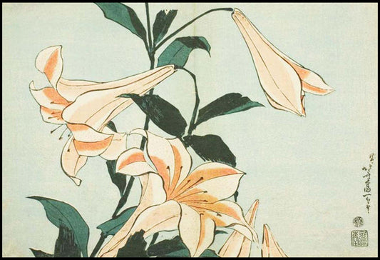 Katsushika Hokusai - Lilies - Hakyarts