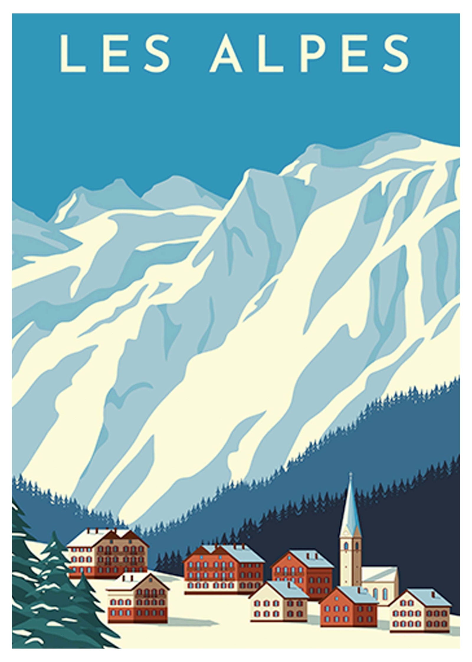 Les Alpes Travel Poster - Hakyarts