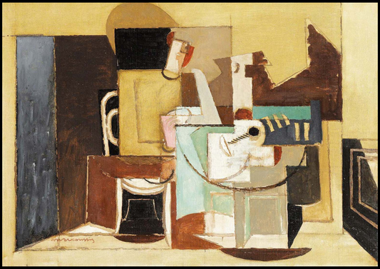 Louis Marcoussis - Personnage Assis À Une Table Ronde - Hakyarts