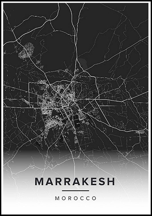 Marrakech Map Poster - Hakyarts