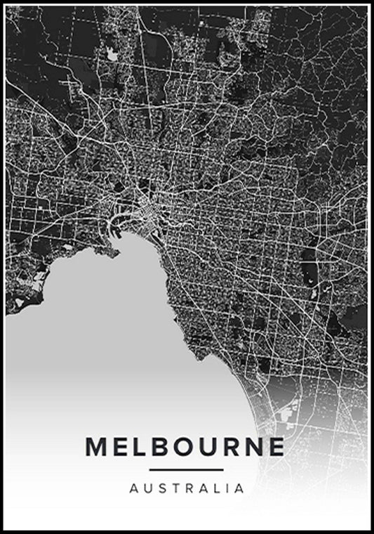 Melbourne Map Poster - Hakyarts