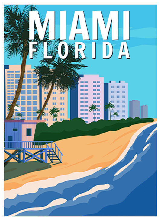 Miami Florida Travel Poster - Hakyarts