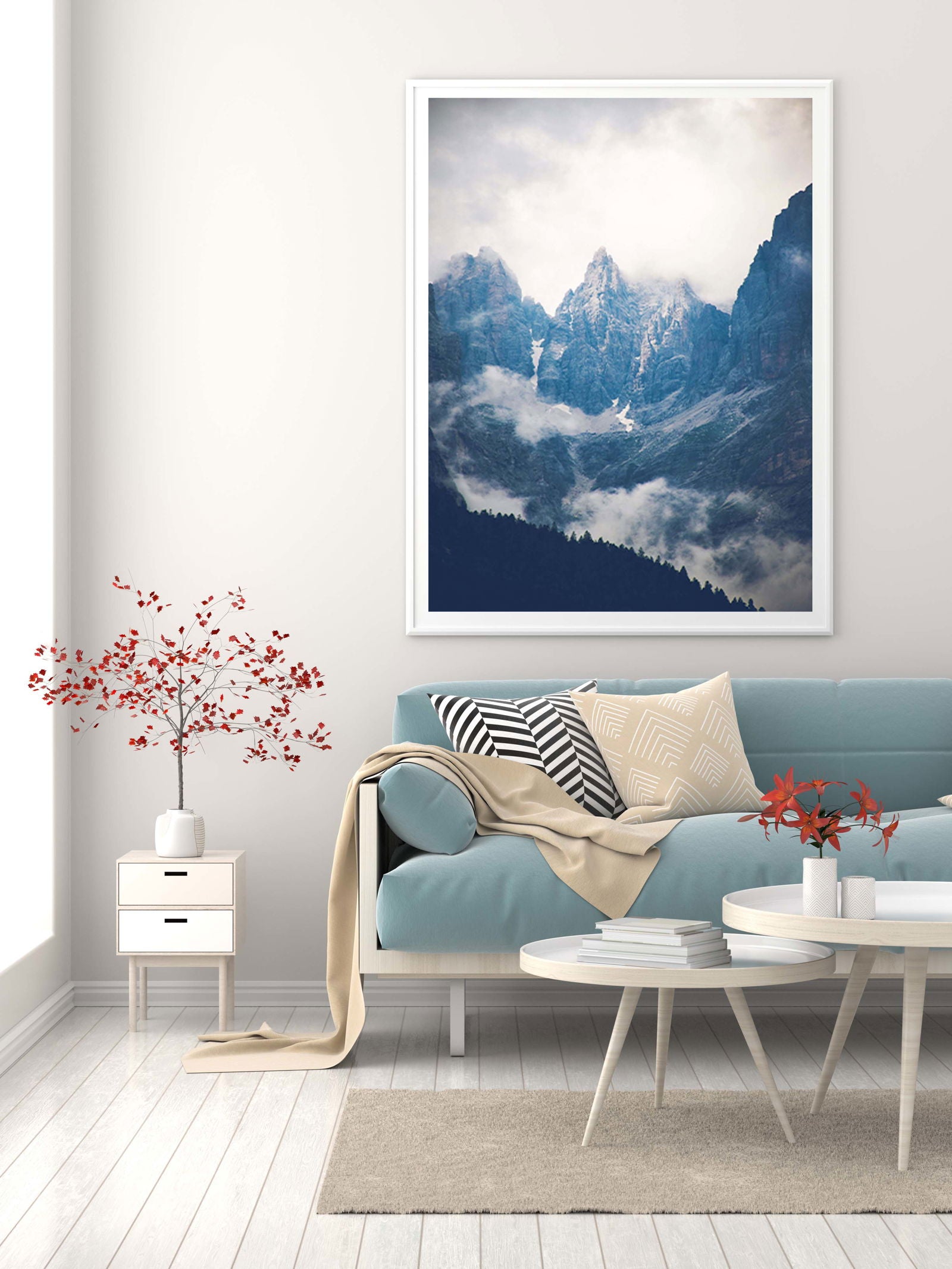 Mountain Under Cloudy Sky Poster - Hakyarts