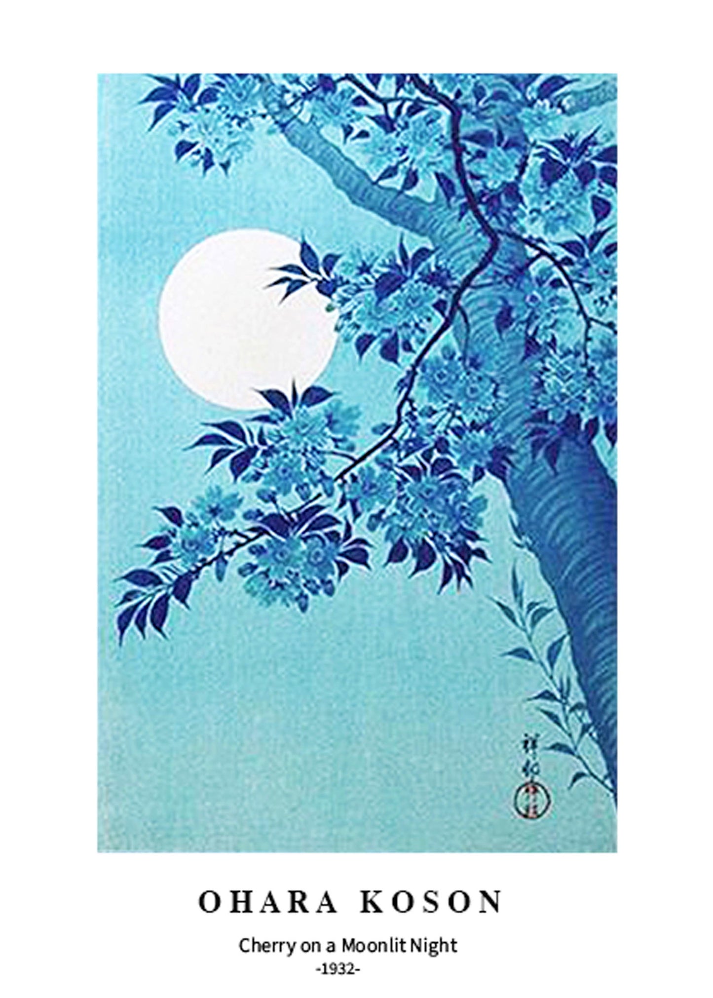 Ohara Koson - Cherry on a Moonlight Night Poster - Hakyarts