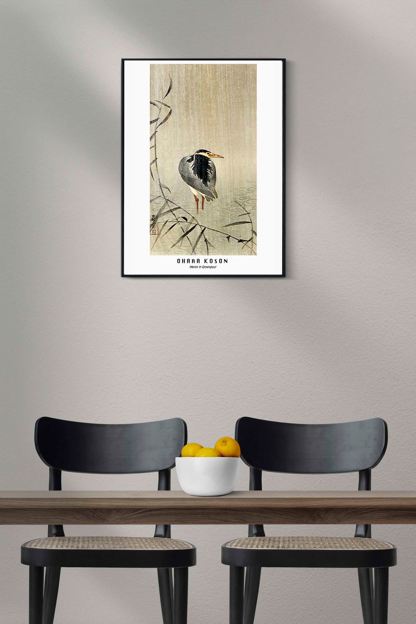 Ohara Koson - Heron in Downpour Poster - Hakyarts