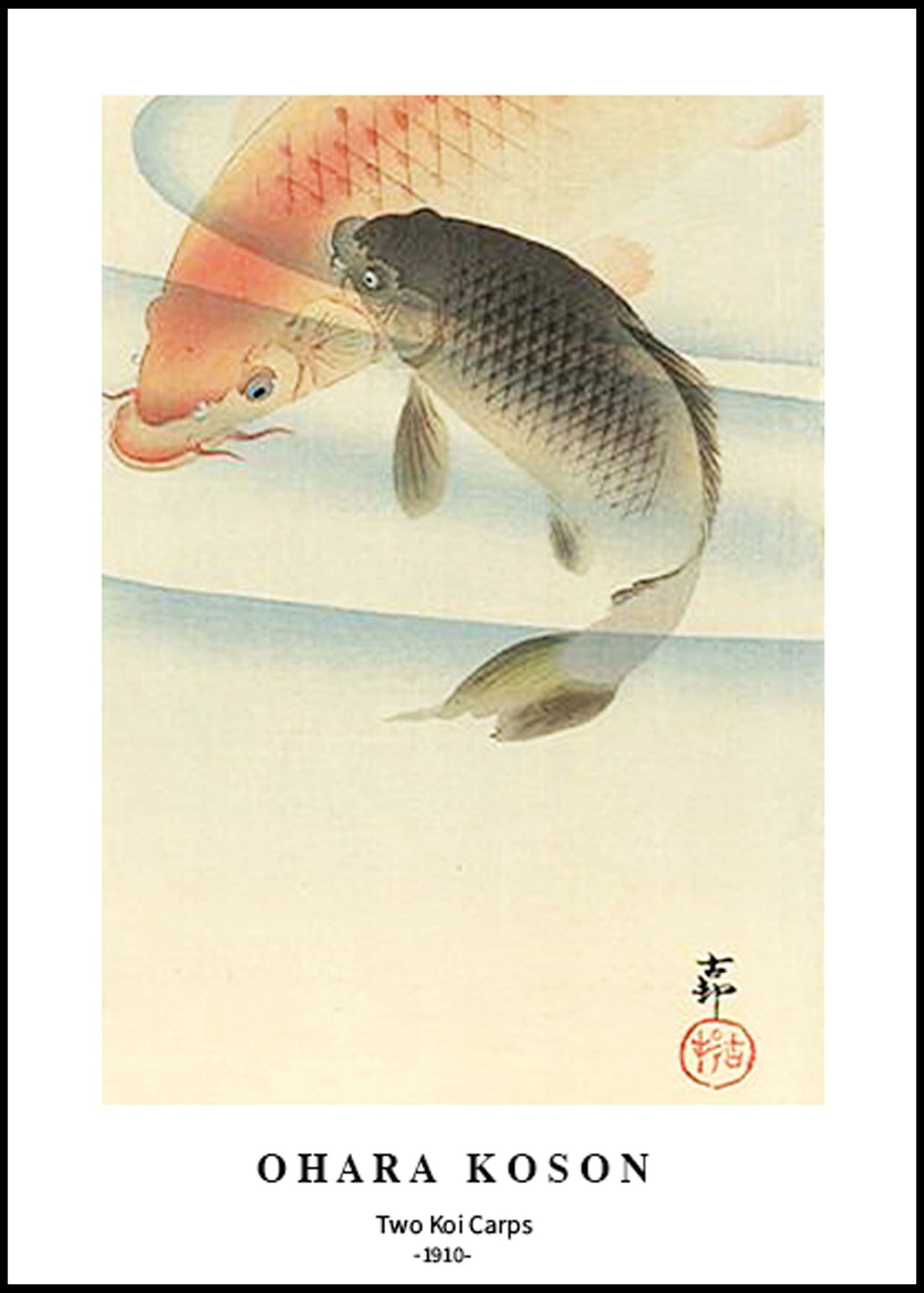 Ohara Koson - Two Koi Carps Poster - Hakyarts