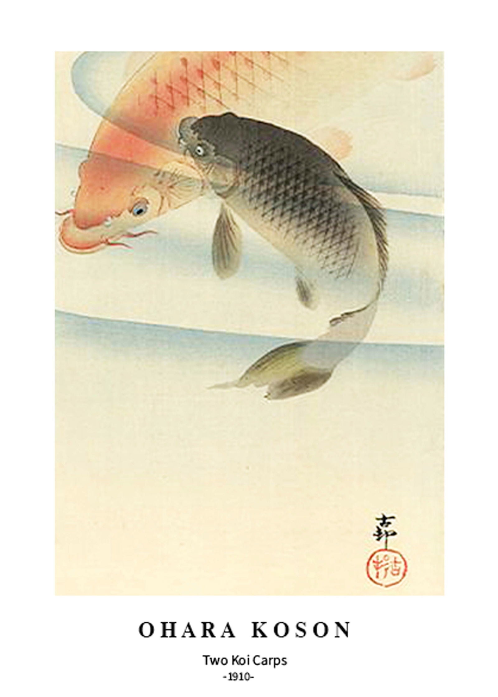 Ohara Koson - Two Koi Carps Poster - Hakyarts