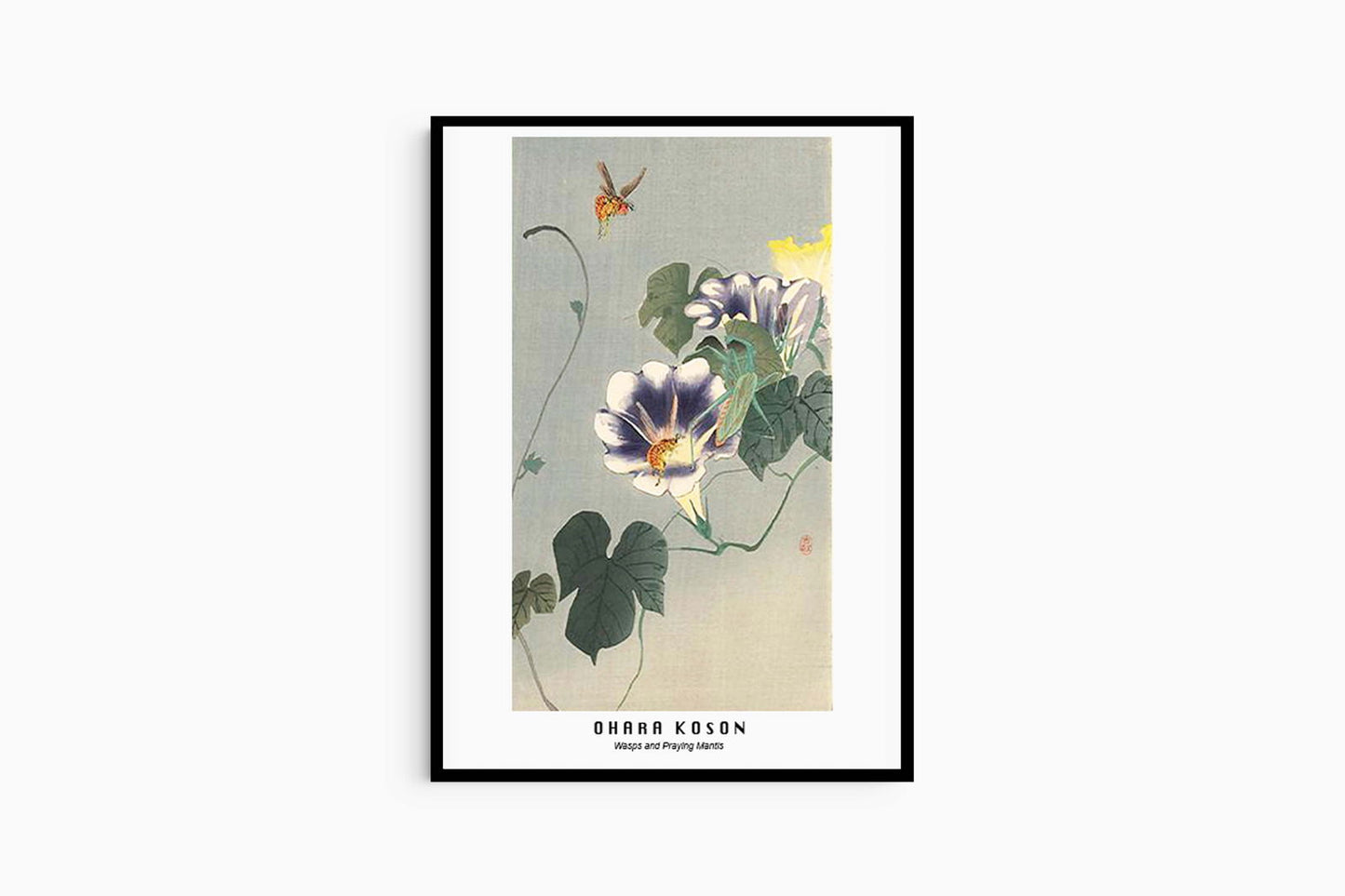 Ohara Koson - Wasps and Praying Mantis Poster - Hakyarts