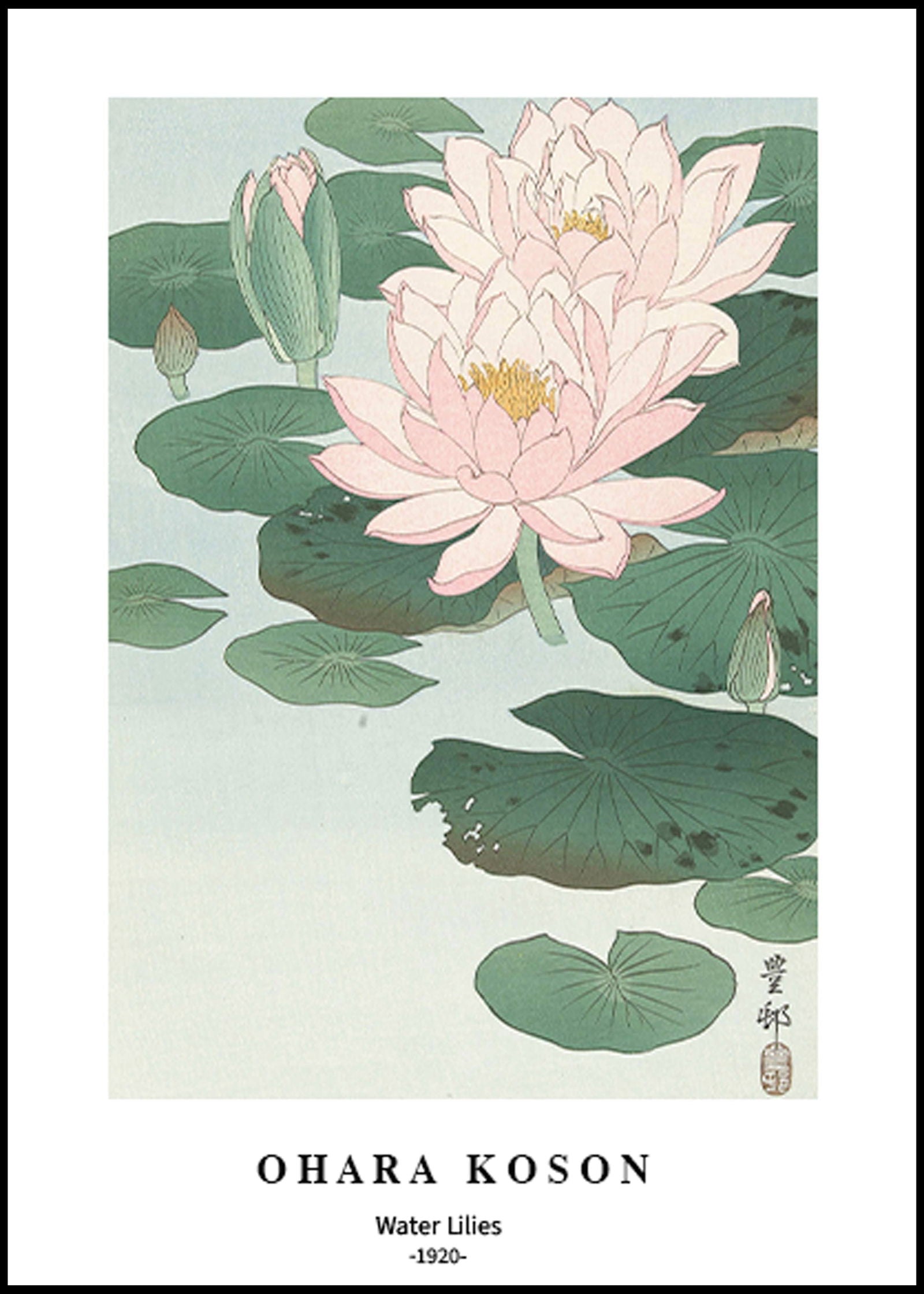 Ohara Koson - Water Lilies Poster - Hakyarts