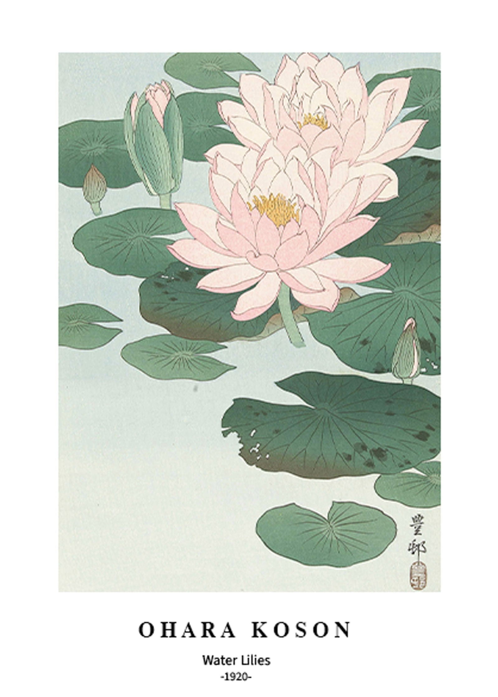 Ohara Koson - Water Lilies Poster - Hakyarts