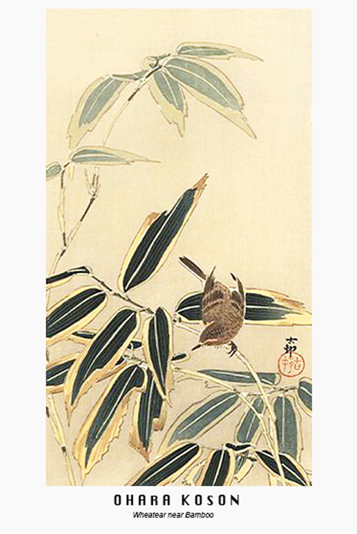 Ohara Koson - Wheatear near Bamboo Poster - Hakyarts