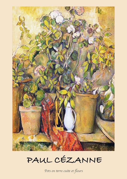 Paul Cézanne  - Pots en terre cuite et fleurs Poster - Hakyarts