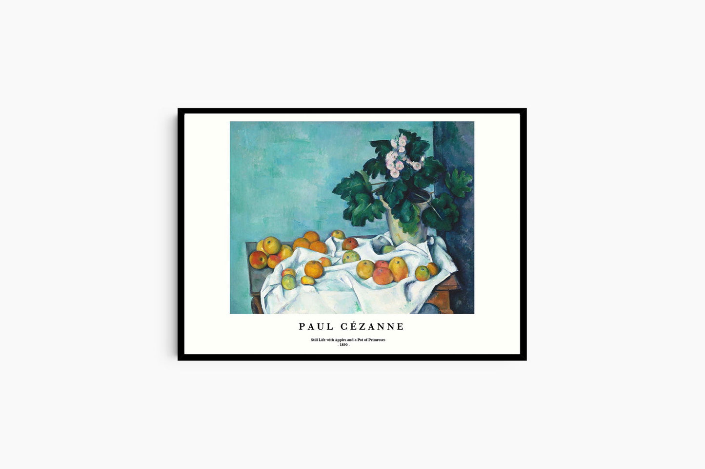 Paul Cézanne - Still Life with Apples and a Pot of Primroses Poster - Hakyarts