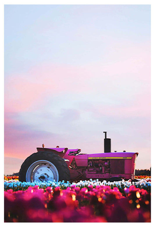 Pink Tractor Poster - Hakyarts