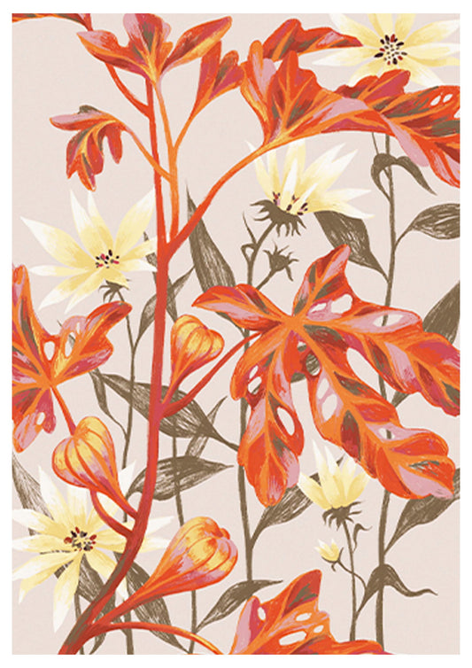 Red Flowers Mural Poster - Hakyarts